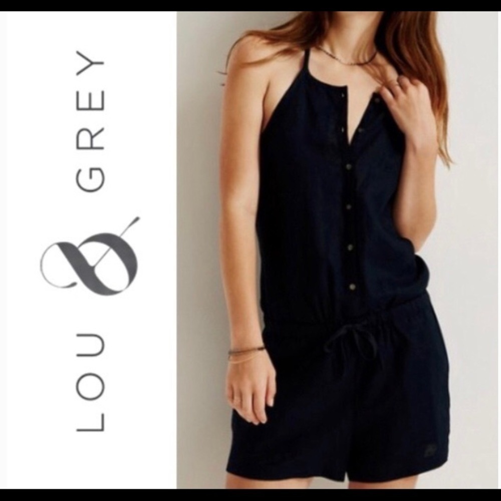 Lou and Grey Navy Romper/ NWOT/ XS/ 100% Linen